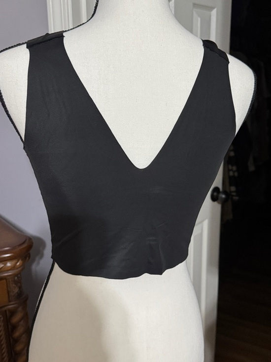 True & Co. Black V-Neck Longline Bralette 1X - Picture 2 of 5